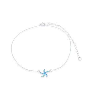 Sterling Silver Blue Inlay Opal Starfish Choker